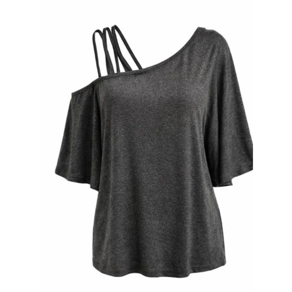 New 4X Alyxa Diva Shoulder Gray Top #471*9